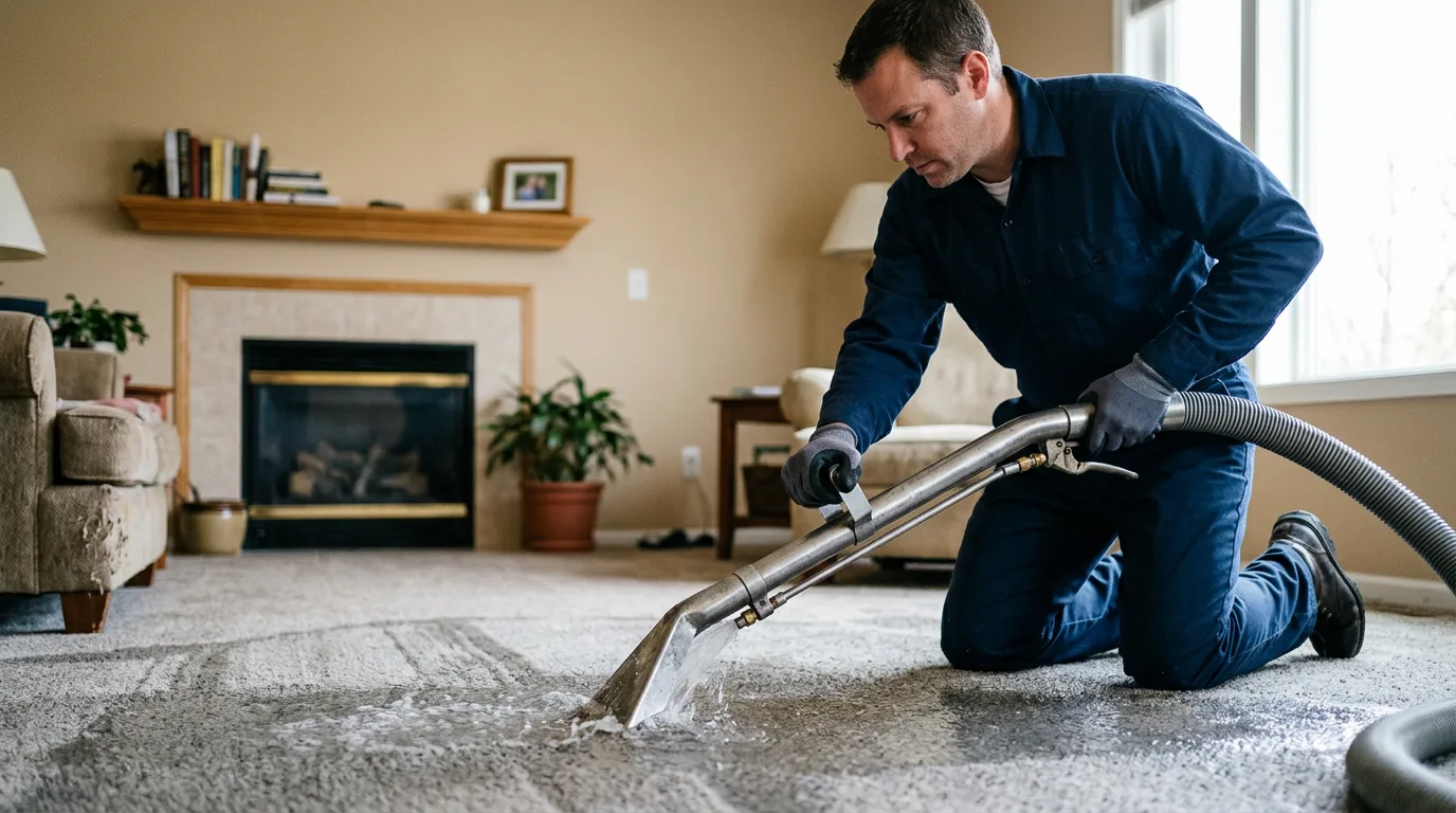 Water damage restoration technician working near Sparta, NJ